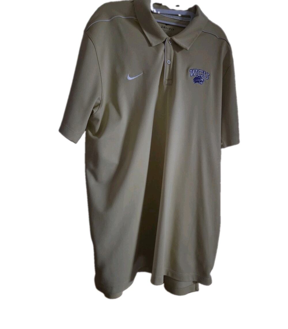Nike WCU Polo Mens Sz XL Tan Dri-Fit Embroidered Logo
